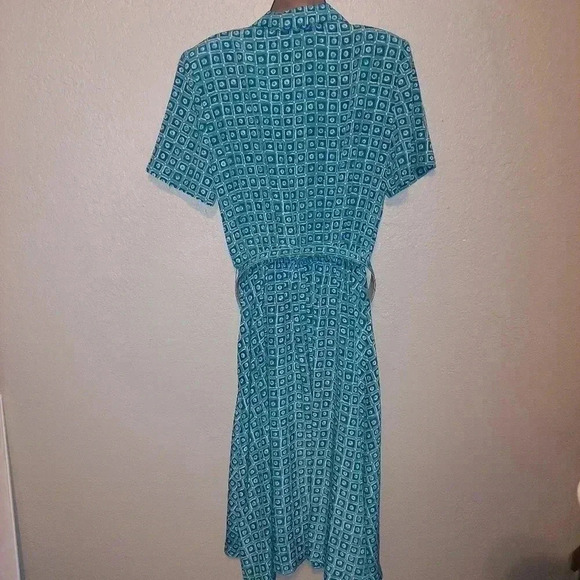 Vintage Leslie Fay Multicolor Print Cottagecore Dress Size 16 Belt Short Sleeve - Picture 2 of 9